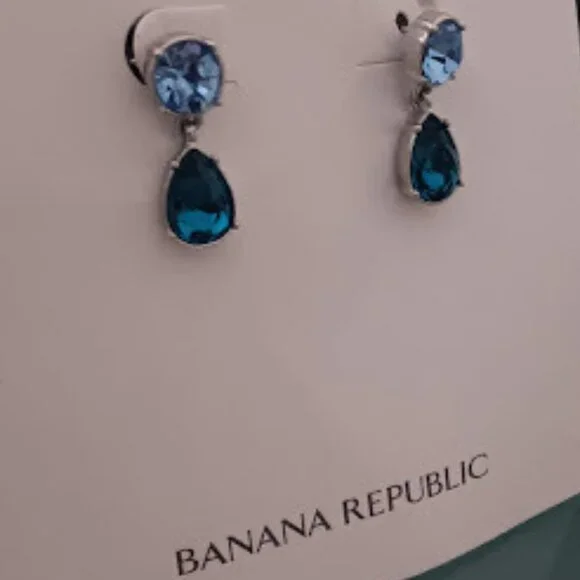 BANANA REPUBLIC Mod/Contemporary Silver Blue & Light Blue Drop Earrings**NEW! - Picture 4 of 6